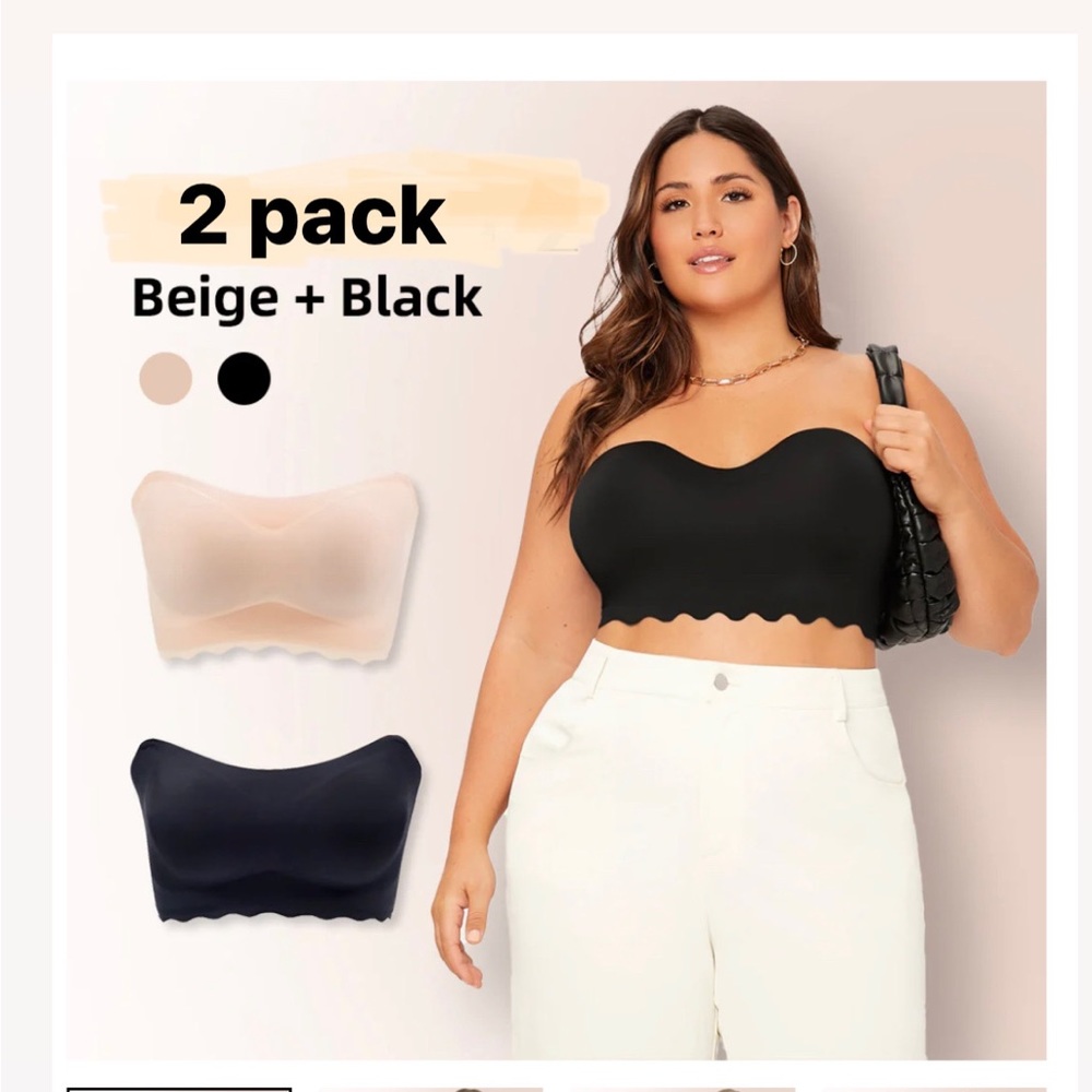 2 pack Plus size NonSlip strapless bras 5XL